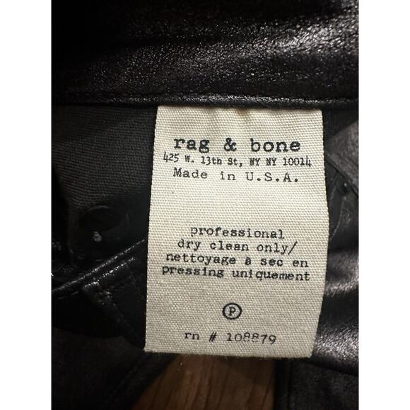 Rag & Bone 100% Lamb Soft Leather Skinny Pants Anthracite Black Size 27 Edgy - Picture 7 of 16